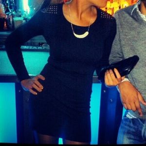 Black Sweater Dress with Studded Shoulders